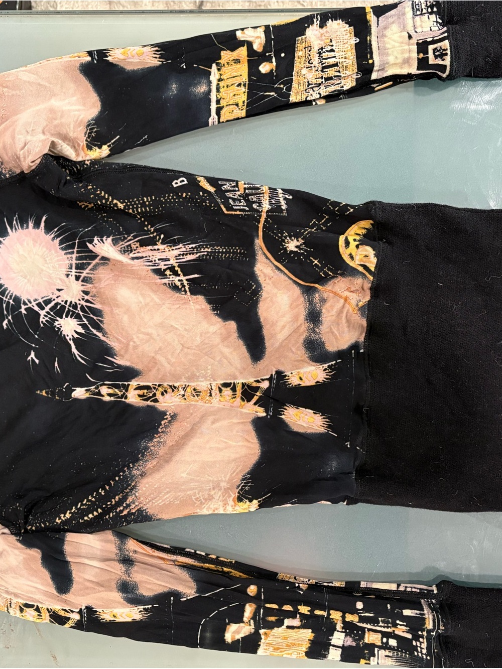 Jean Paul Gaultier Black and Blush Graphic Long Sleeve Top - Picture 2 of 2